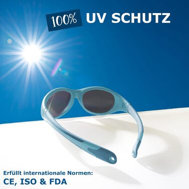 Сонцезахисні окуляри Mausito для дітей 2-4 років Хлопчики та дівчатка I БЕСТСЕЛЕРИ Дитячі сонцезахисні окуляри з ремінцем I 100 захист від ультрафіолету I ГНУЧКІ сонцезахисні окуляри для дітей I Сонцезахисні окуляри європейського дизайну Child Blue