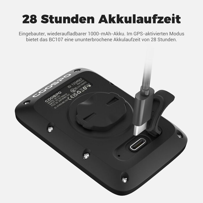 Велокомп'ютер GPS, 2.4 дюйма, Bluetooth 5.0/ANT, Пластик/Електроніка, Чорний