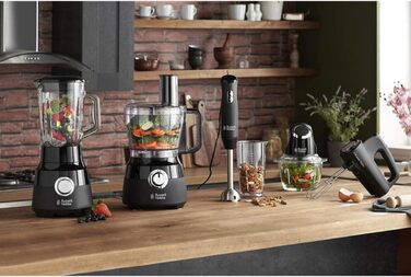 Ручний міксер Russell Hobbs Ручний міксер матовий чорний (5 швидкостей функція турбо, 2 віночки для миття посуду та гаки для тіста