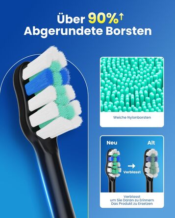 Електрична звукова зубна щітка для дорослих та дітей, 5 режимів чищення з 3 рівнями інтенсивності, 8 змінних насадок та дорожній футляр, акумуляторна зубна щітка (, в упаковці) Чорна