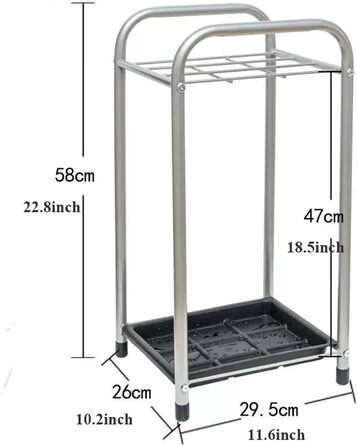 Тримач для парасольки LICONG-2020 - металева підставка для парасольки на 9 отворів, прямокутний тримач для парасольки зі знімним піддоном для крапель, для передпокою, дому, офісу, легка збірка, економія місця