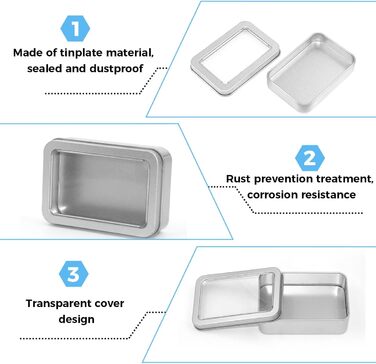 Набір з 4 металевих баночок з кришками, 12.593.5 см. Маленькі металеві коробочки з прозорою кришкою, без петель, для монет, солодощів, ключів, сережок.