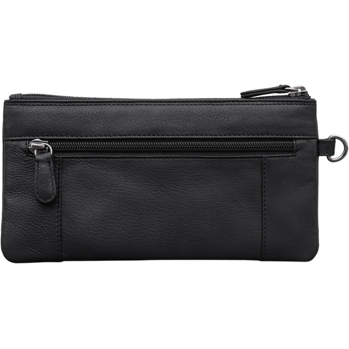 Греція вінтажний клатч з натуральної шкіри для жінок. Знімний ремінець на зап'ястя та захист від RFID. Чорний колір.