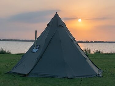 Намет TOMOUNT, бавовняний індіанський намет, високий коник 2,8 м, для 6-8 осіб, пірамідальний намет з отвором для плити, 4-сезонний кемпінговий намет для активного відпочинку, кемпінгу, пішого туризму, трекінгу, зелений
