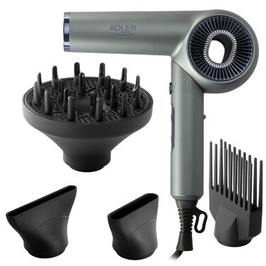 Іонізуючий складаний фен ADLER EUROPE 1600 Вт, 110 000 об/хв, Anti-Frizz
