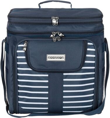 Сумка для пікніка anndora, синьо-біла, сумка-холодильник з аксесуарами, для 4 осіб, 29 предметів, темно-синьо-білий колір