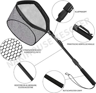 Рибальська сітка, плавуча рибальська сітка, складна рибальська сітка, телескопічний підсак для легкого вилову та випуску риби, рибальська сітка для дітей та дорослих, 100 см