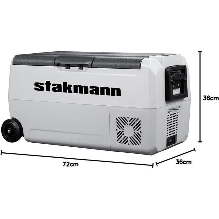 Портативний холодильник STAKMANN з компресором 12 В 220 В, холодильна камера з 2 відділеннями, колесами та бічними ручками, AC-DC