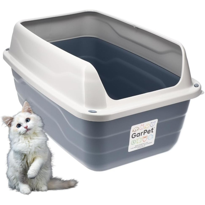 Котячий туалет GarPet XXL Extra High, відкритий котячий туалет з високим бортиком, великий лоток без кришки, гігієнічний котячий туалет
