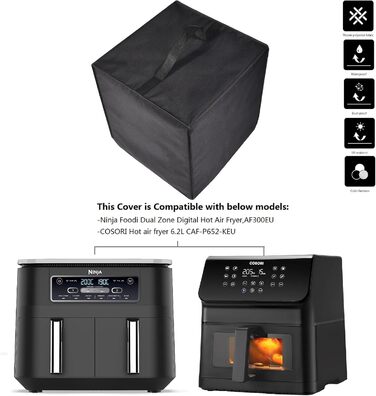 Міцний, термостійкий, водонепроникний і пилонепроникний чохол для двозонної цифрової фритюрниці Ninja Foodi AF300EU та фритюрниці COSORI 6.2 л CAF-P652-KEU