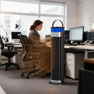 Тепловентиляторний обігрівач потужністю 2000 Вт із зволожувачем, енергозберігаючий та тихий керамічний баштовий обігрівач 70 з пультом дистанційного керування, 3 режими, 12-годинний таймер для вітальні, спальні та офісу