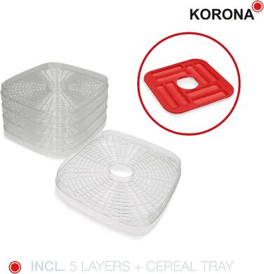 Дегідратор з формою для мюслі 5 рівнів Сушить фрукти, м'ясо, рибу, зелень Таймер 8-72 години Силіконова форма для батончиків мюслі Не містить бісфенолу А Світлодіодний дисплей, 57011