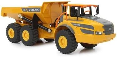 Позашляховий самоскид Volvo A40G 120 2,4GHz - реалістичне рульове управління, підйом/опускання кузова, реалістичний звук двигуна (з можливістю вимкнення), демонстраційний режим, повний привід, автоматичний режим очікування, жовтий, 405056