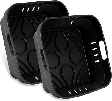 Силіконова форма 22 см для фритюрниці, аксесуари для фритюрниці 2 шт. Силіконова форма для випічки XXL для COSORI 5.5 л, Cecotec 6 л, Tefal EY8018 6.5 л багаторазова замість паперу для випічки аксесуари для фритюрниці чорний
