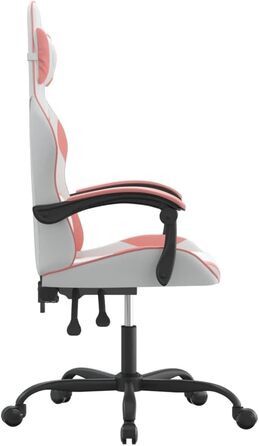 Геймерське крісло, офісне крісло, білий та рожевий, штучна шкіра