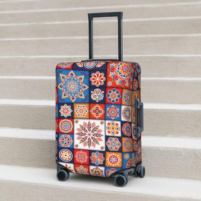 Чохол для валізи Ретро Квіти - еластичний захист від подряпин та пилу, чорний, розмір 85 см