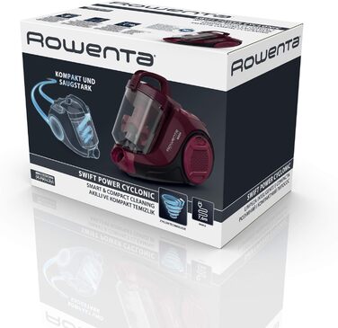 Безмішковий пилосос, 1,2 л, паркетна щітка RO2933EA, чорний/темно-червоний