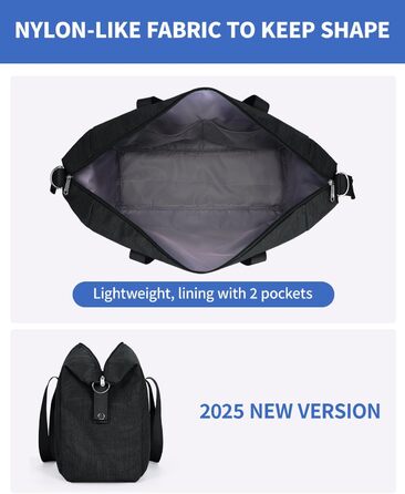 Складана дорожня сумка Narwey, ручна поклажа, сумка для вихідних для жінок та чоловіків, ручна поклажа Easyjet 45x36x20 см, мала дорожня сумка, ручна поклажа, ручна поклажа для літака, спортивна сумка 25 л (чорна) A-black 44 x 30 x 19 см