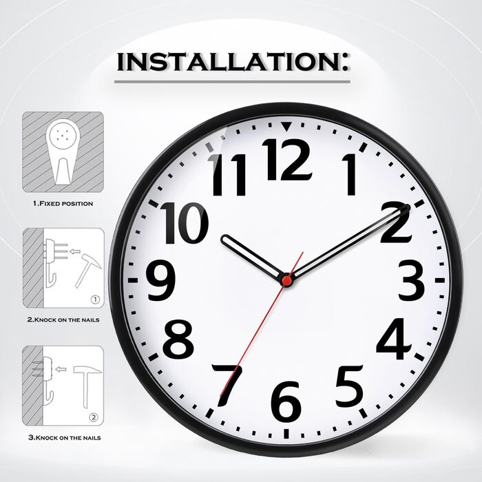 Настінний годинник TOHOOYO 9-дюймовий настінний годинник на батарейках безшумний настінний годинник, що не цокає сучасний кварцови