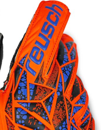 Воротарські рукавички Reusch Attrakt Silver Junior, дитячі та юнацькі футбольні рукавички для хлопчиків та дівчаток, підходять для будь-яких погодних умов та ігрових поверхонь, 7 помаранчево-синьо-чорних
