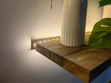 Полиці для ванної кімнати Плаваючі полиці для настінного декору Дерев&39яні настінні полиці для зберігання зі світлодіодними стрічковими світильниками над туалетом Плаваюча полиця для ванної кімнати, підвісна для книг, кутова вітальня, спальня, декор кухн