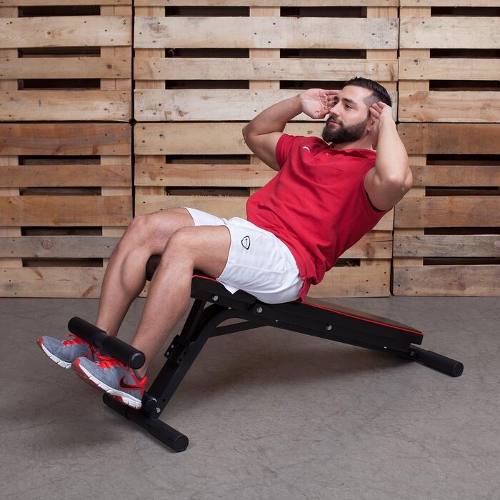 Професійна гантель Лава для тренажерів Premium Line Лава з багаторівневим регулюванням нахилу Надзвичайно вантажопідйомна вага 550 кг 21 тренувальне положення З опорою для ніг Включає посібник з тренувань для лави