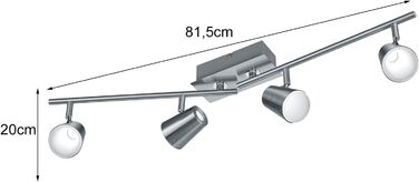 Металевий нікель матовий і хромований, в т.ч. 4 шт. 6 Вт, 8.0 x 81.5 x 20.0 см Nickel Matt Bar 4-light, 873110407