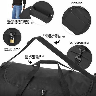 Велика дорожня сумка на колесах 100 л - Складана дорожня сумка XXL - Велика спортивна сумка з колесами (чорна)