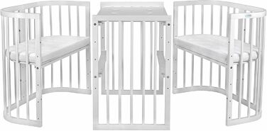 Дитяче дерев&39яне ліжко Waldin 7-в-1 з матрацом, трансформоване дитяче ліжко, вентильоване, регульована основа в 5 положеннях, комплект &quotвсе включено&quot, біле дерево (комплект тканини не входить до комплекту)