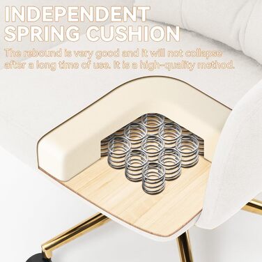 Офісне крісло з м&39якої оксамитової тканини, обертове на 360 крісло з колесами, крісло з регульованою висотою з металевими ніжками та подушкою, бежеве офісне крісло