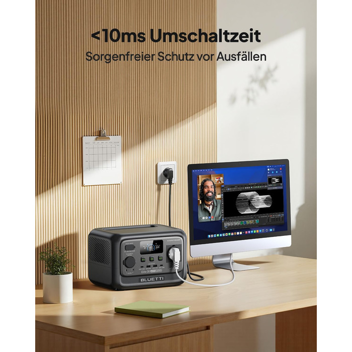 Портативна електростанція BLUETTI Elite 30 V2, акумулятор LFP 288 Втгод, вихідна потужність змінного струму 600 Вт (підйомна потужність 1500 Вт), 0-100 за 70 хвилин, сонячний генератор для кемпінгу, фургонів, відключень електроенергії (сонячна панель опці