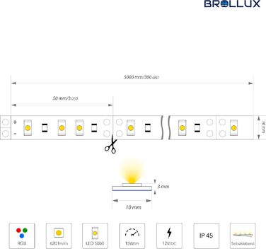 Світлодіодні стрічки Brollux Profi, 3000 люмен, RGB, 5 м, стрічка, світлодіодна стрічка, світлодіодна стрічка, світлодіодна стрічка, світлодіодна стрічка, світлодіодна стрічка, біла, кольорова, в т.ч. зміна кольору, самоклеюча, струнні світильники