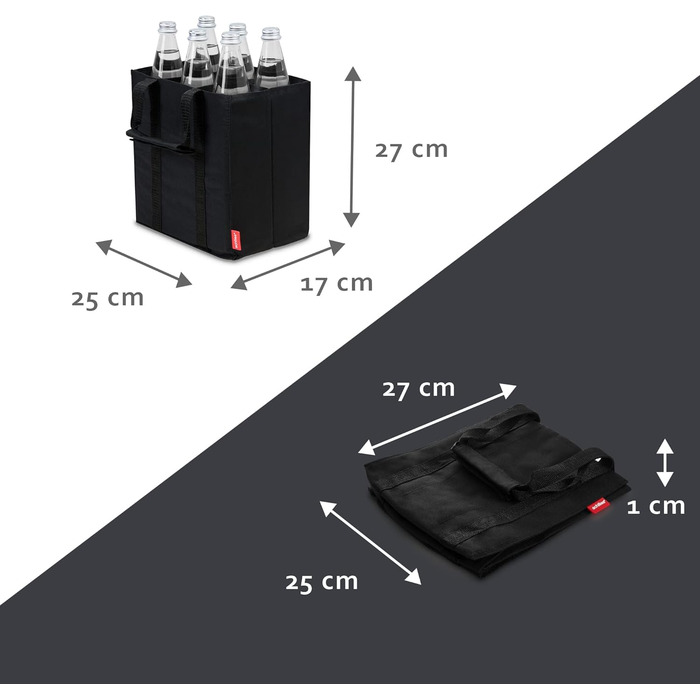 Ахіллесова сумка для пляшок, сумка для пляшок на 6 пляшок по 1,5 л, сумка для пляшок, сумка-переноска з перегородками для пляшок, сумка для покупок з 6 відділеннями, 25 см x 18 см x 27 см (чорна) Для 6 пляшок