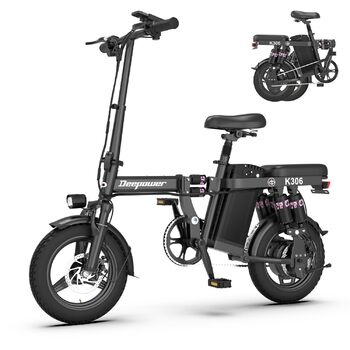 Складаний електровелосипед DEEPOWER, Електричні велосипеди, знімний акумулятор 48 В 10/13/17,5/30 Аг, двигун 250 Вт, подвійні дискові гальма, електровелосипед для дорослих K06-17,5 Аг