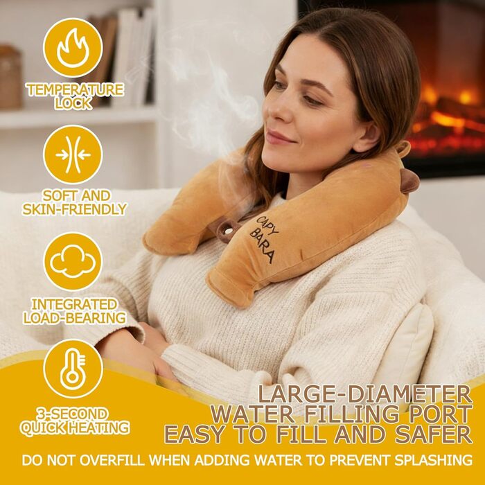 Грілка для шиї, подушка для шиї, грілка з м&39яким чохлом, грілка для шиї та плеча, подарунки для зимового тепла, для жінок, матерів, батьків (Капібара)