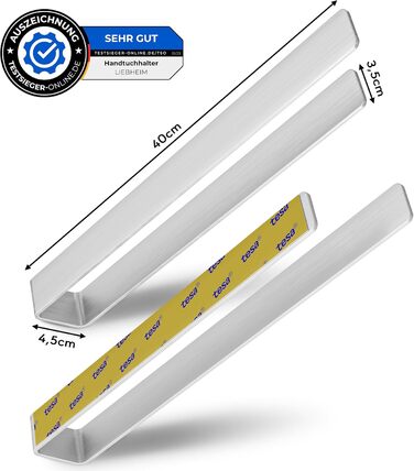 Полотенцесушитель без свердління - Монтажна стрічка TESA та надвелика клейка поверхня - Алюмінієвий полотенцесушитель для приклеюв
