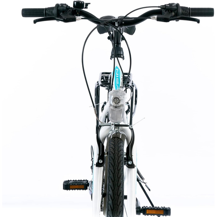 Дюймовий міський велосипед, велосипед для дівчаток, дитячий велосипед, жіночий велосипед, 21 передача, розмір рами приблизно 42 см, білий/бірюзовий, новий - 051, 24-