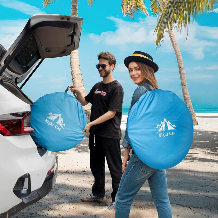 Пляжний намет Night Cat Pop-Up Великий тент від сонця для 2-4 осіб, для пікніків, спортивних заходів, СИНІЙ