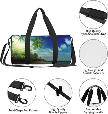 Спортивна сумка, дорожня сумка, пляжна сумка, принт Захід сонця, сумка на нічліг, чорна, універсальний розмір