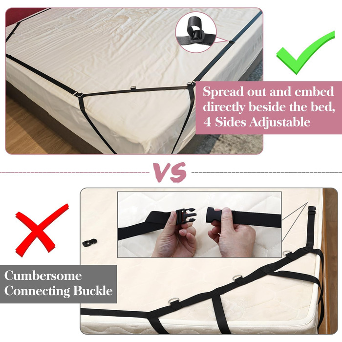 Набір для звязування БДСМ Обмежувачі для ліжка Секс-іграшка для пар I Надзвичайно стабільний набір для звязування з обмеженнями для ліжка, наручниками, завязаними очима, ременями для ліжка, регульованою довжиною, швидким встановленням за 1 хвилину