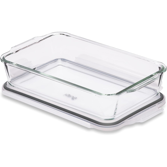 Форма для запікання лазаньї Igluu з кришкою, що застібається, без бісфенолу А - 2,2 літра () - прямокутна, міцна форма з боросилікатного скла - придатна для використання в духовці, мікрохвильовій печі, морозильній камері та посудомийній машині, набір з