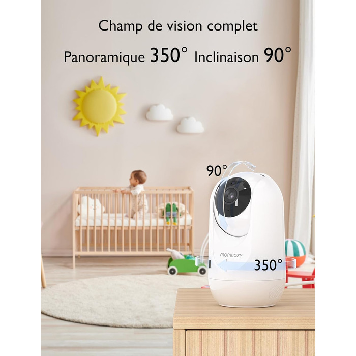 Монітор для дітей з 2 камерами 5 дюймів 1080P розділений екран Відео Монітор для дітей із вбудованим ширококутним обєктивом, з кам