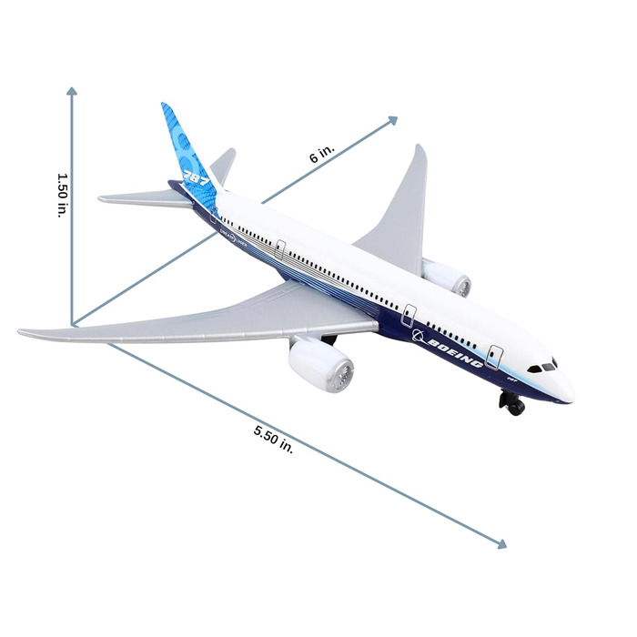 Одномісний літак Boeing 787 малого масштабу, модель літака, іграшкова мініатюрна модель з металу та пластику - для дітей віком від 3 років