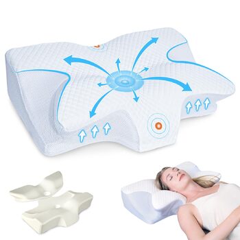 Ортопедична подушка HOMCA, подушка для шиї, подушка для голови з піни з ефектом пам&39яті, ергономічна подушка, доступні м&39які/жорсткі варіанти, знімна, для сну на спині, боці та животі, 60 * 44 * 13/14,5 см