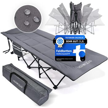 Розкладне похідне ліжко зі зручним бавовняним наповнювачем інтегрована подушка та матрац Гостьове ліжко Туристичне ліжко Пляжний шезлонг Садовий шезлонг Дорожнє ліжко Розкладне ліжко для дорослих Розкладне ліжко 190 x 67 см Кам&39яно-сірий