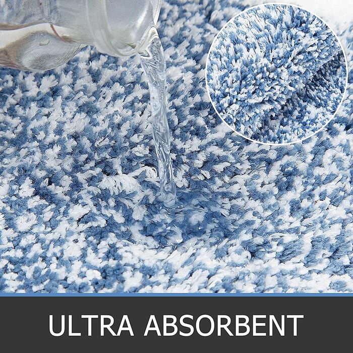 Комплект килимків для ванної кімнати Pauwer Soft, 3 предмети, вбираючі килимки для ванної з мікрофібри та килимок для туалету, пухнастий килимок для ванної, нековзний, килимок для туалету, що миється, з вирізом, синій, 45 x 65 45 x 120 U 50 x 60 см