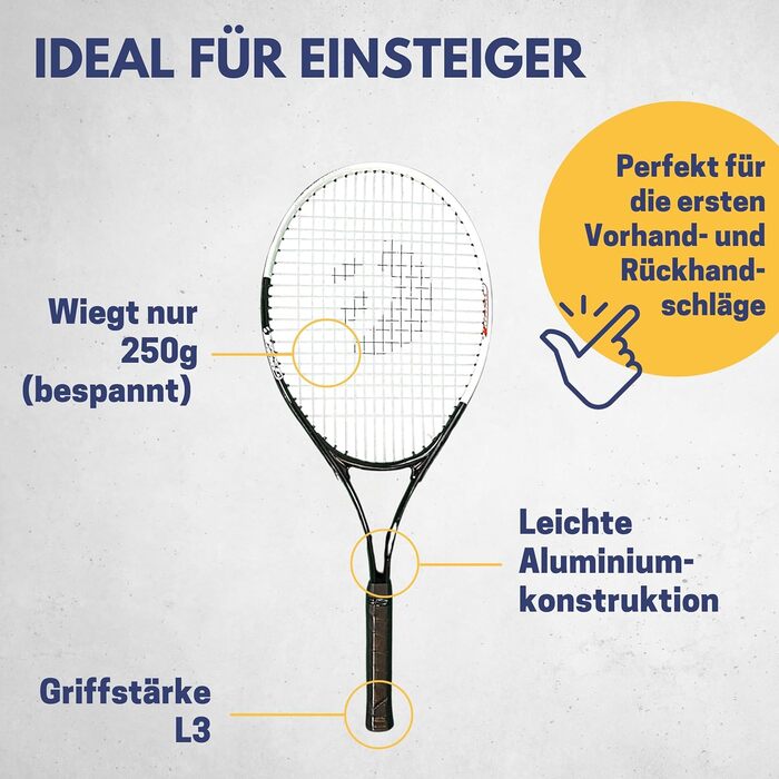 Тенісна ракетка XT-Power PRO 27" найлегша 250 г L3 для початківців алюміній + графіт діти підлітки дорослі у комплекті фірмовий чохол голова 105" XL sweet spot оригінал 2025