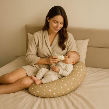 Подушка для годування дитини Totsy Baby XXL Подушка для вагітності 190 см - Подушка для вагітних Подушка для тіла Подушка для сну на боці Подушка для сну Позиціонна подушка з бавовняним чохлом Oeko-Tex Deer Подушка 190 см