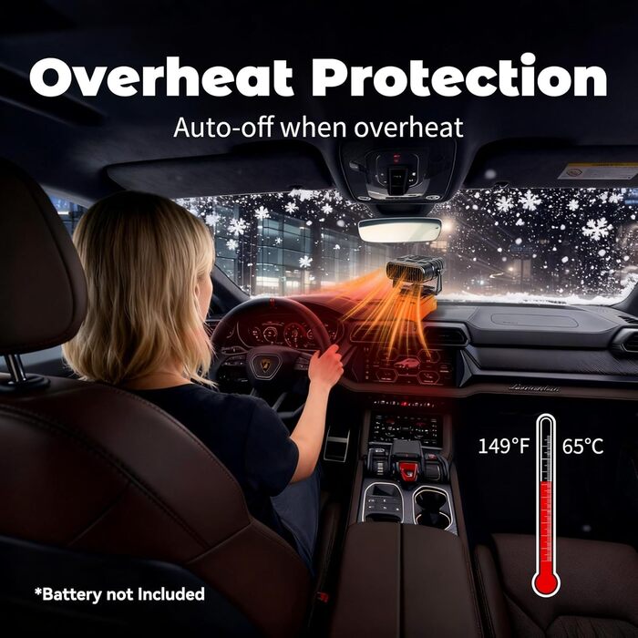 Портативний бездротовий вентилятор-обігрівач потужністю 200 Вт з 2 режимами температури та USB-портами для заряджання, сумісний з літій-іонними акумуляторами 20 В/60 В (акумулятор не входить до комплекту)