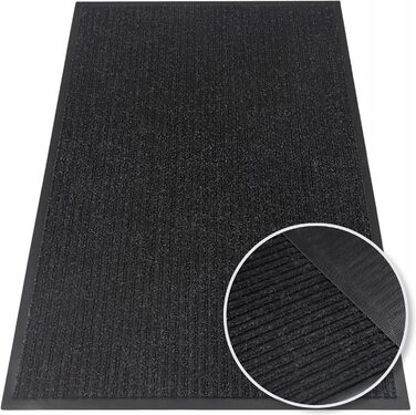 Чорний килимок для дверей 50x80 см Міцний, нековзний килимок для вловлювання бруду для використання всередині та зовні приміщень абсорбуючий килимок для дверей з поліпропілену та ПВХ, чорний, 50 x 80 см (прямокутний)